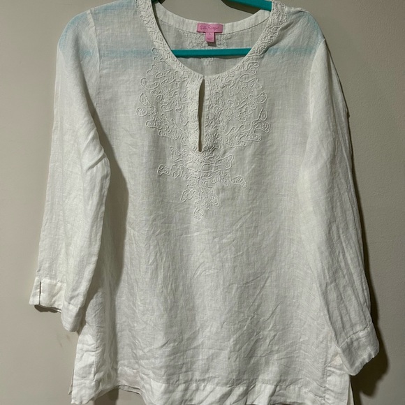 Lilly Pulitzer Amelia Island Beaded Linen Tunic - Picture 3 of 6